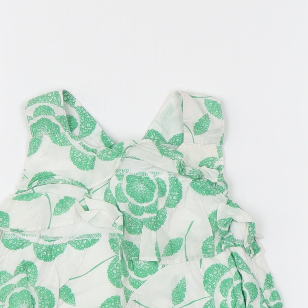 Rocha Little Rocha Girls Green Floral Cotton Basic Tank Size 18-24 Months Round Neck Pullover