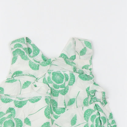Rocha Little Rocha Girls Green Floral Cotton Basic Tank Size 18-24 Months Round Neck Pullover