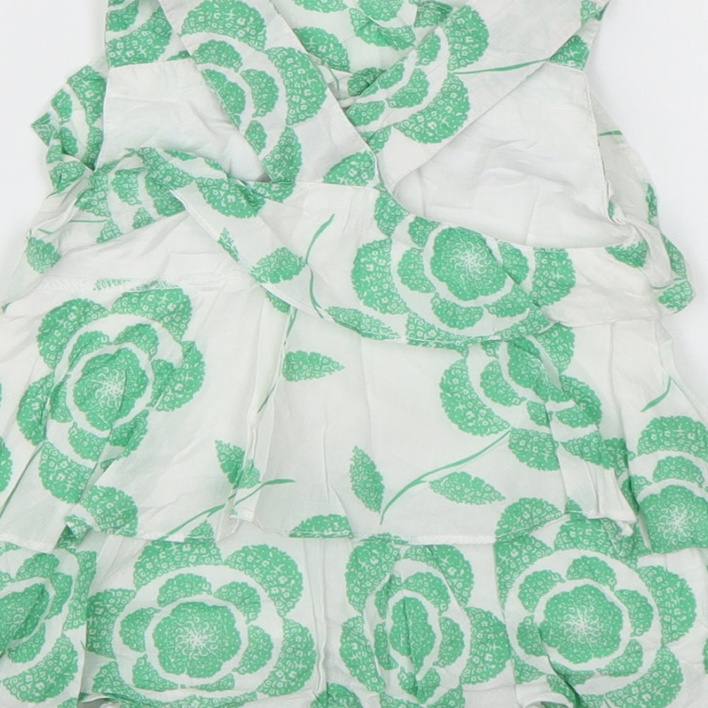 Rocha Little Rocha Girls Green Floral Cotton Basic Tank Size 18-24 Months Round Neck Pullover