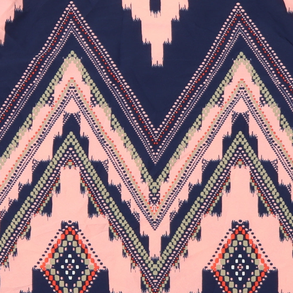 SheIn Womens Pink Striped Polyester Basic Blouse Size XL V-Neck