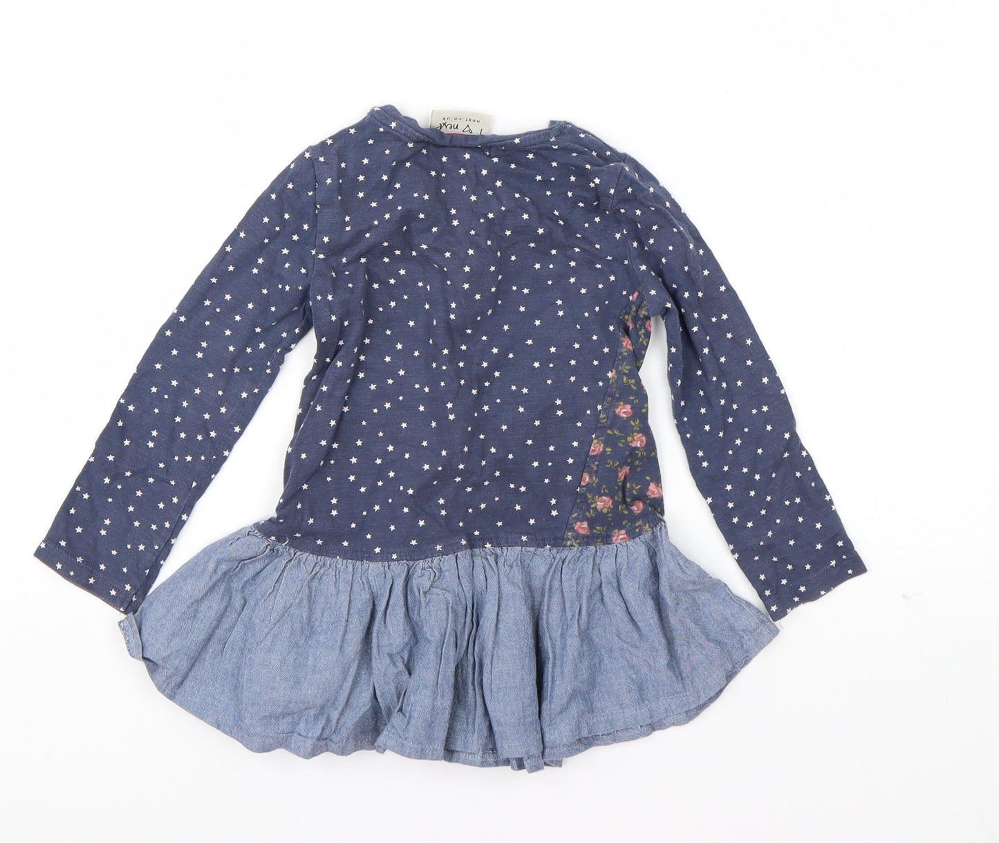 NEXT Boys Blue Geometric Cotton T-Shirt Dress  Size 18-24 Months  Round Neck Pullover