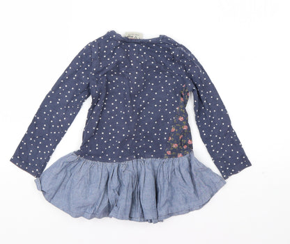 NEXT Boys Blue Geometric Cotton T-Shirt Dress  Size 18-24 Months  Round Neck Pullover