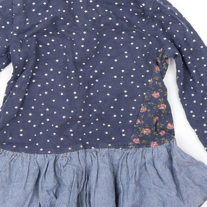 NEXT Boys Blue Geometric Cotton T-Shirt Dress  Size 18-24 Months  Round Neck Pullover