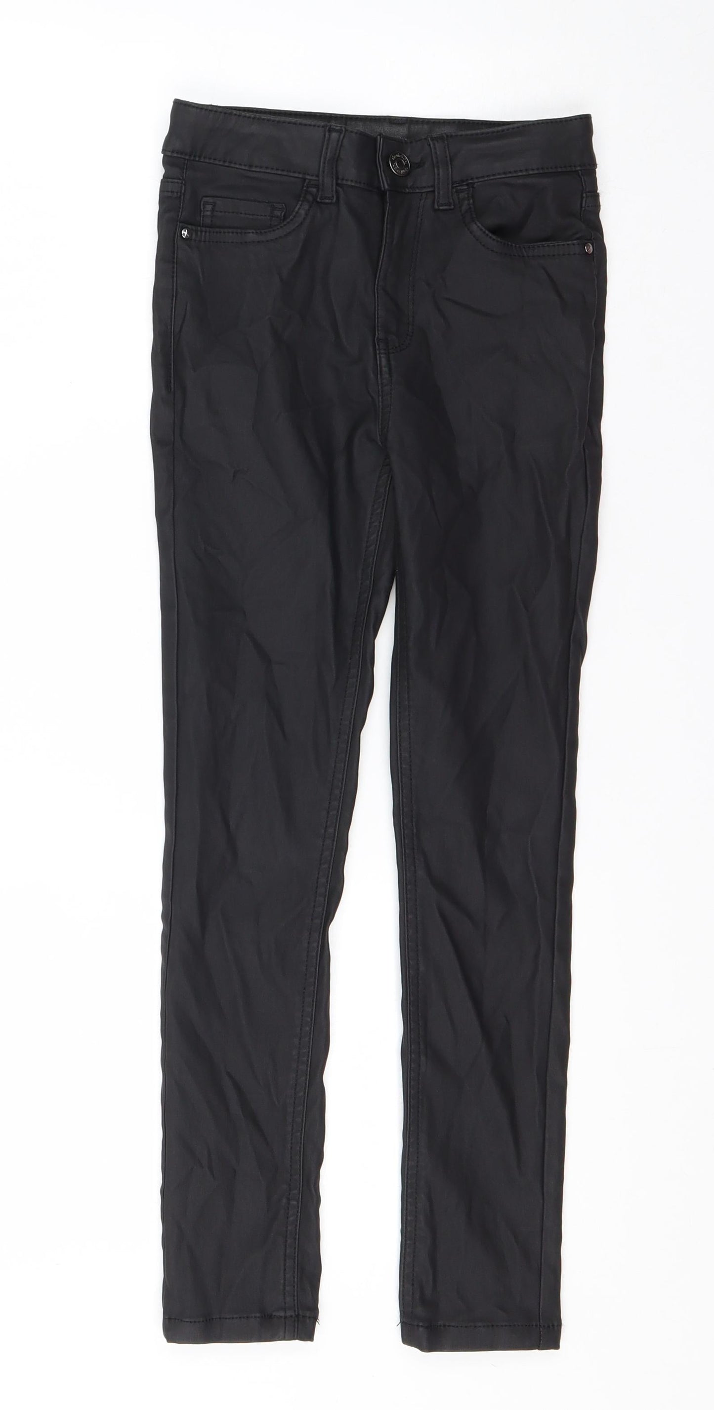 Denim & Co. Girls Black  Viscose Pedal Pusher Trousers Size 8-9 Years  Regular Button