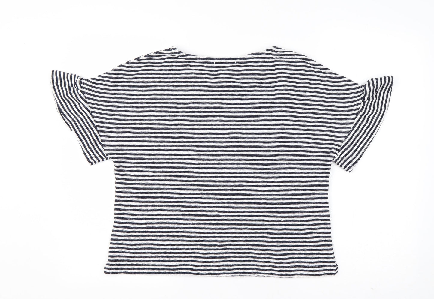 Lindstorm Womens Blue Striped Cotton Basic T-Shirt Size L Round Neck