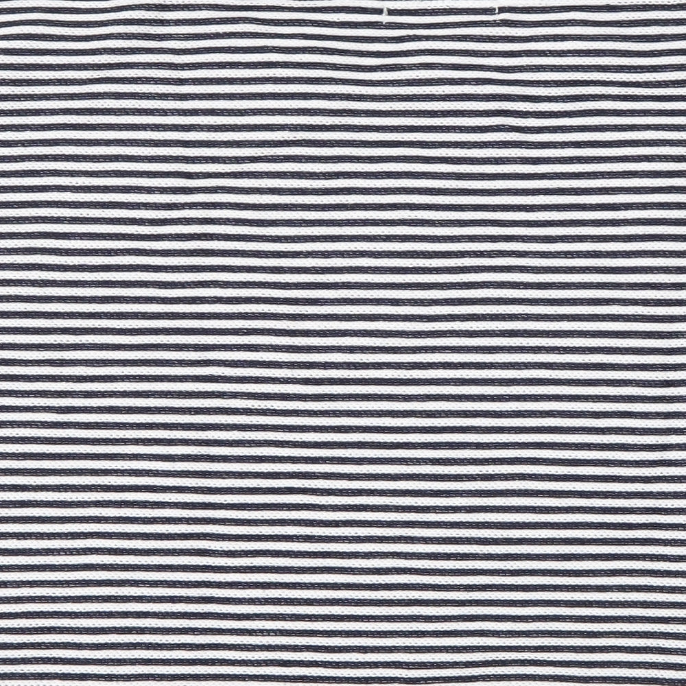 Lindstorm Womens Blue Striped Cotton Basic T-Shirt Size L Round Neck