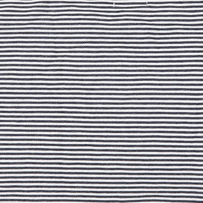 Lindstorm Womens Blue Striped Cotton Basic T-Shirt Size L Round Neck
