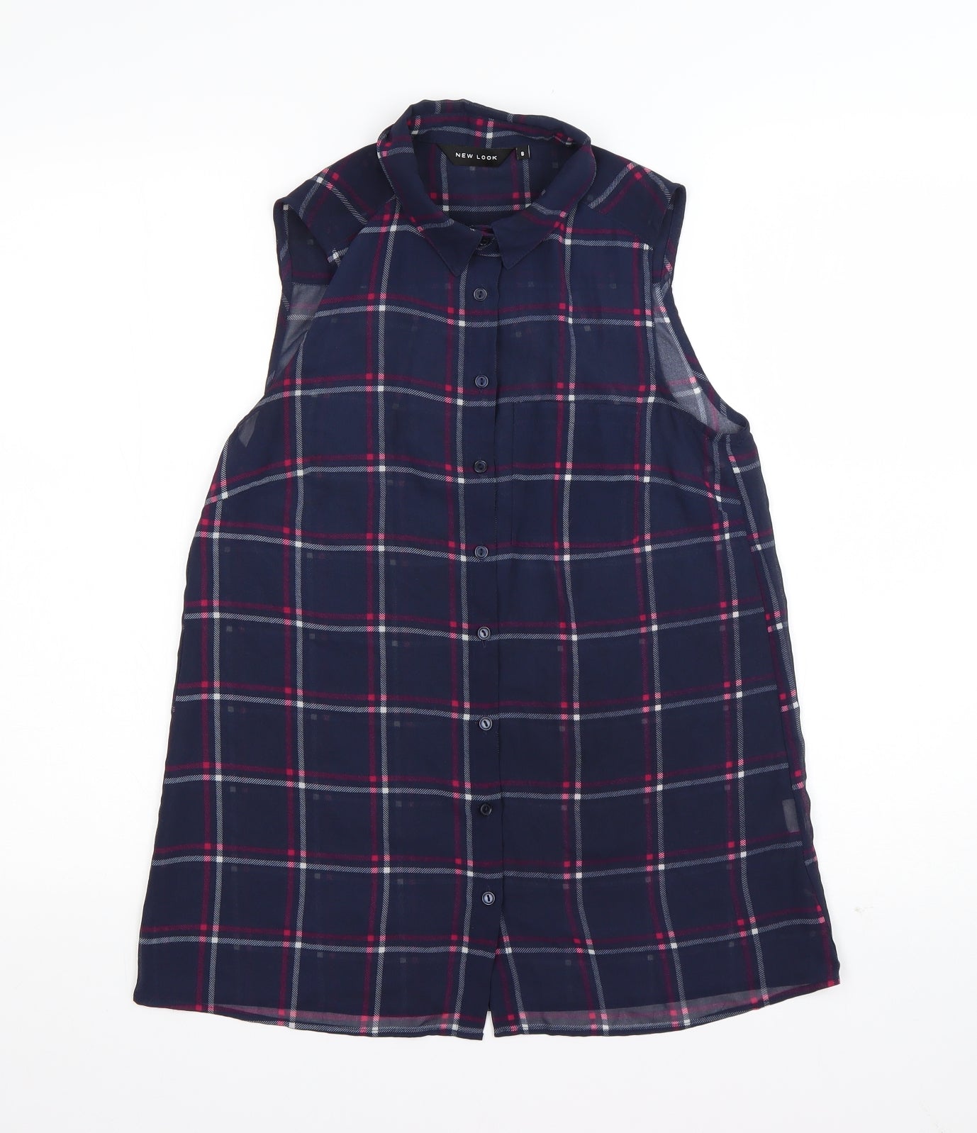 Womens UK Size 8 New Look Blue Basic Button-Up