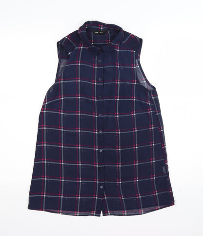 Womens UK Size 8 New Look Blue Basic Button-Up