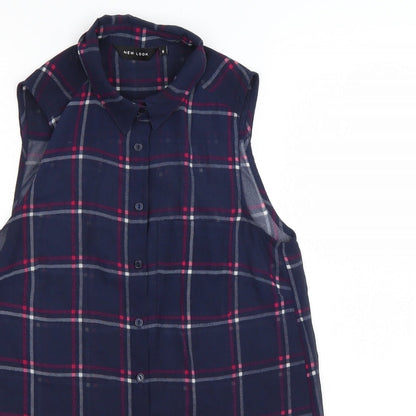 Womens UK Size 8 New Look Blue Basic Button-Up