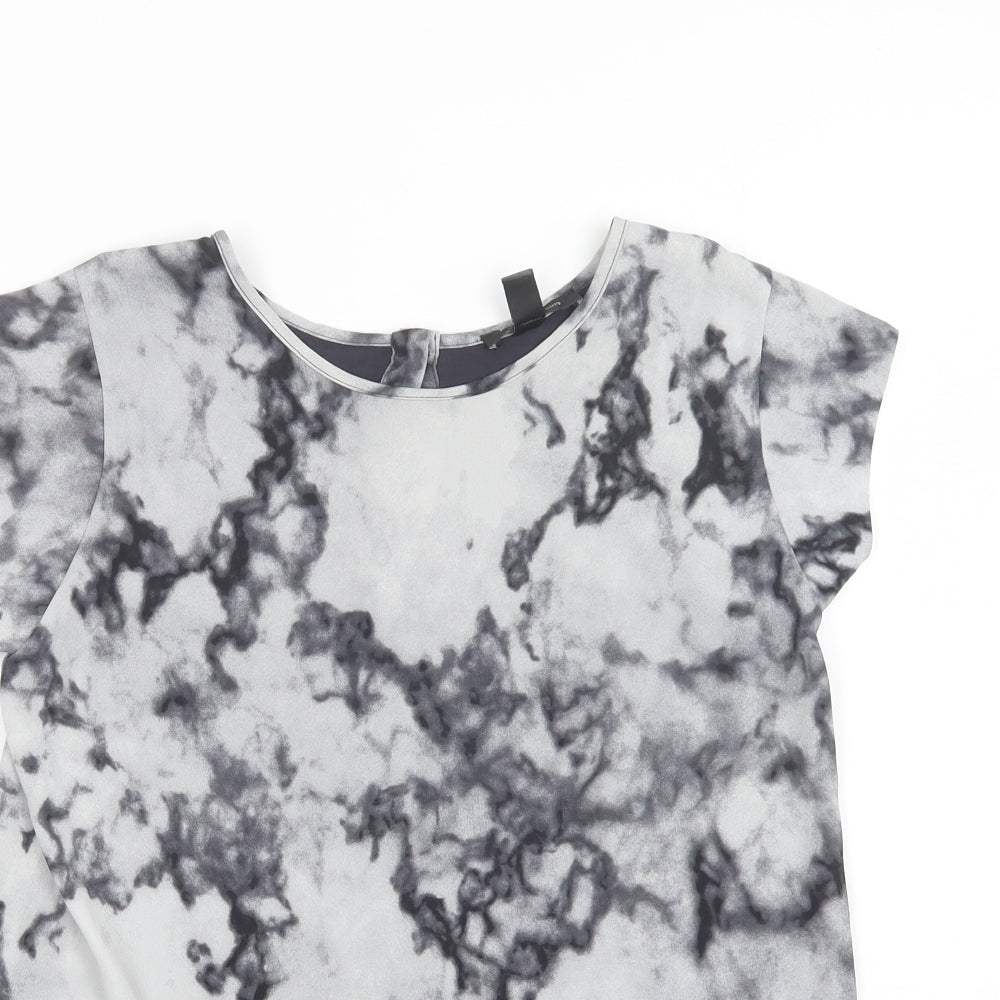 Womens UK Size S Mango Grey Basic Blouse