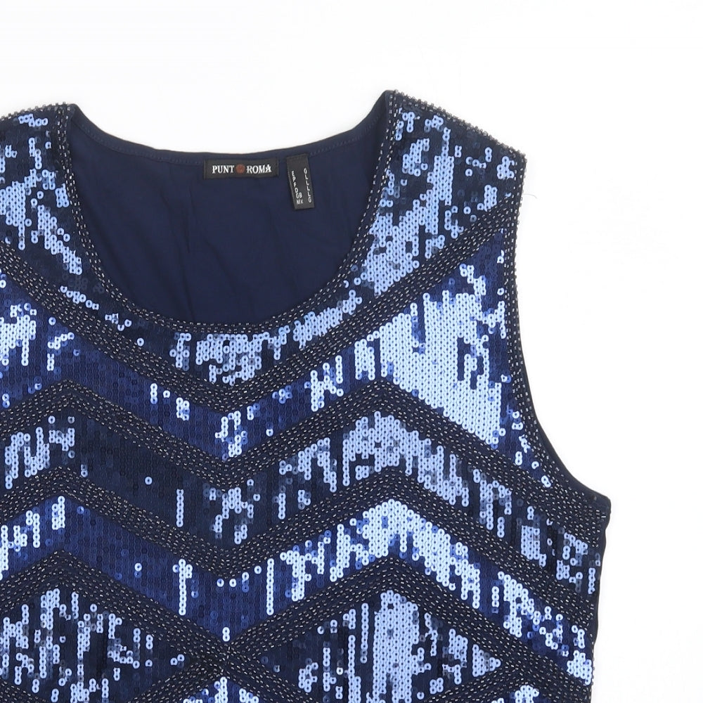 Womens UK Size L Punt Roma Blue Basic Blouse