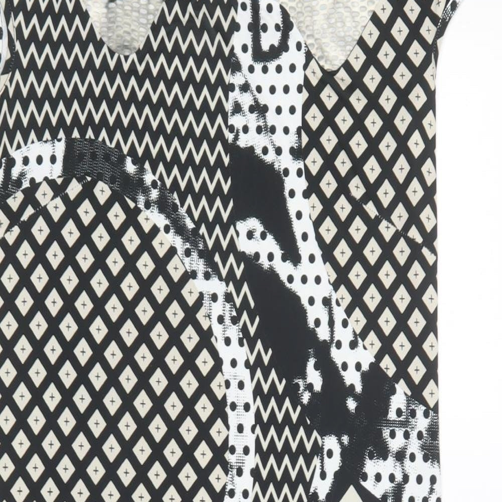 Eroke Womens Black Geometric Polyacrylate Fibre Pencil Dress  Size L  Round Neck