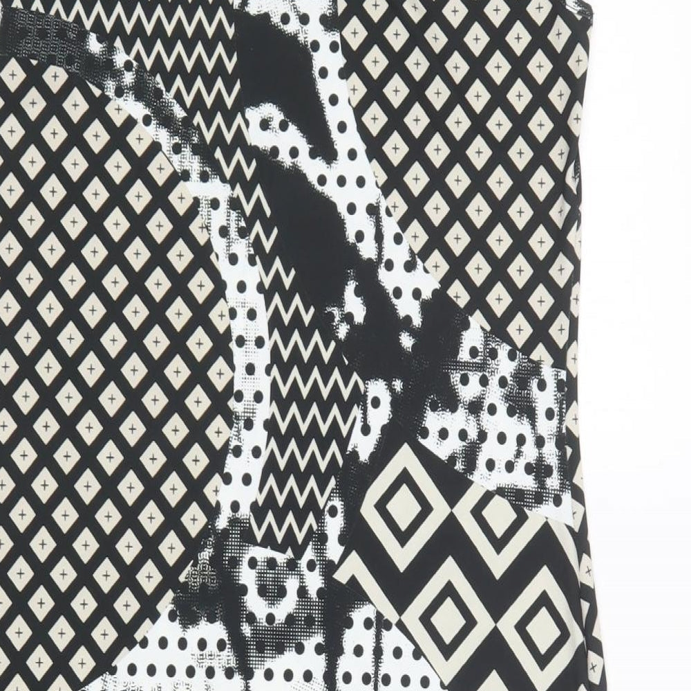 Eroke Womens Black Geometric Polyacrylate Fibre Pencil Dress  Size L  Round Neck