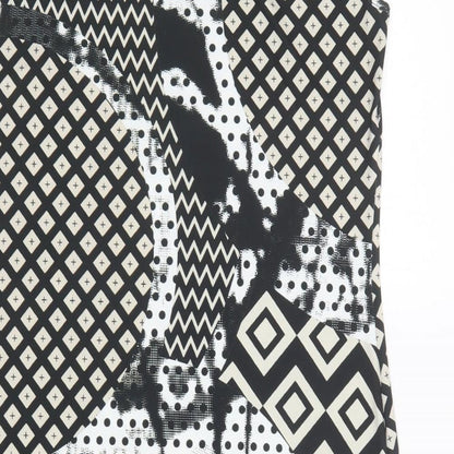 Eroke Womens Black Geometric Polyacrylate Fibre Pencil Dress  Size L  Round Neck