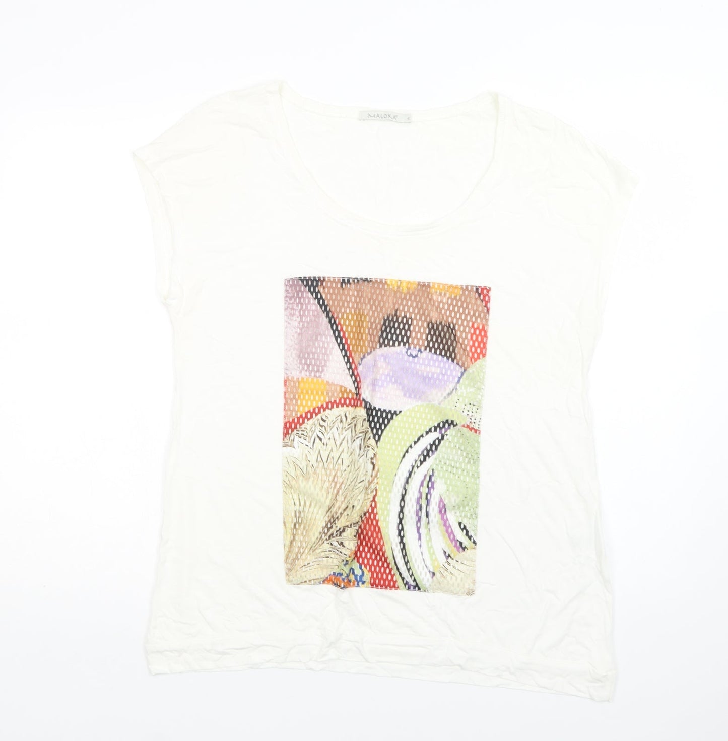 Maloka Womens White  Polyester Basic Blouse Size L Round Neck