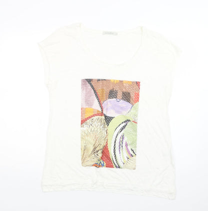 Maloka Womens White  Polyester Basic Blouse Size L Round Neck