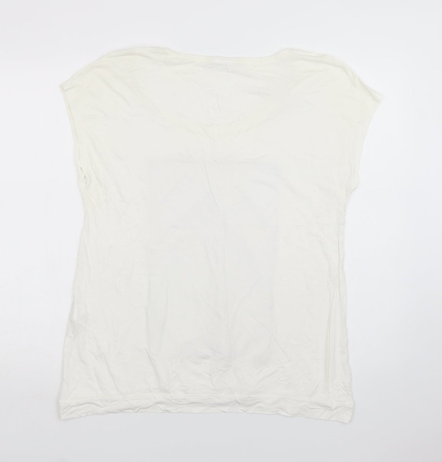 Maloka Womens White  Polyester Basic Blouse Size L Round Neck