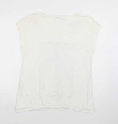 Maloka Womens White  Polyester Basic Blouse Size L Round Neck