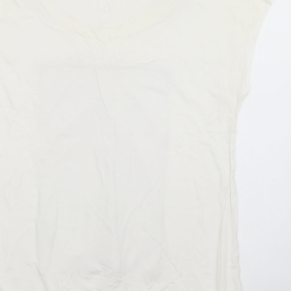 Maloka Womens White  Polyester Basic Blouse Size L Round Neck