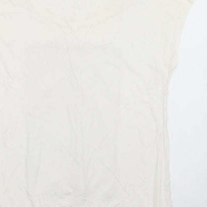 Maloka Womens White  Polyester Basic Blouse Size L Round Neck