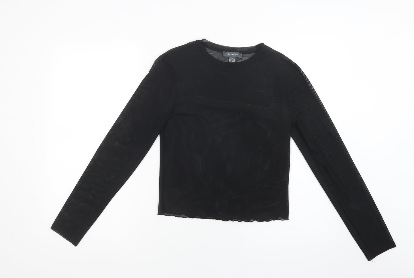 Primark Womens Black  Polyester Basic Blouse Size XS Crew Neck