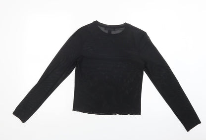Primark Womens Black  Polyester Basic Blouse Size XS Crew Neck