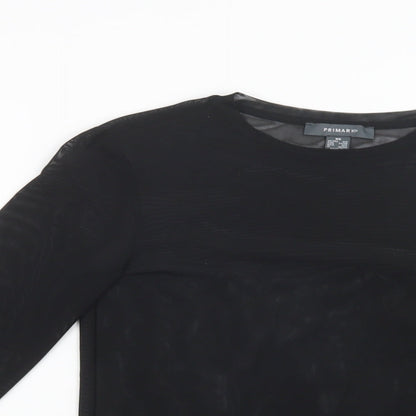 Primark Womens Black  Polyester Basic Blouse Size XS Crew Neck