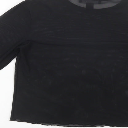 Primark Womens Black  Polyester Basic Blouse Size XS Crew Neck