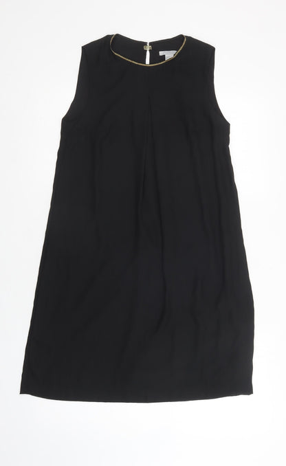 H&M Womens Black  Polyester Shift  Size 10  Crew Neck Magnetic - Embellished Neckline