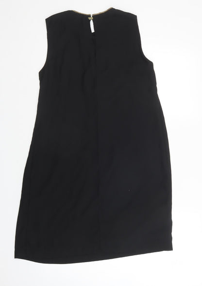 H&M Womens Black  Polyester Shift  Size 10  Crew Neck Magnetic - Embellished Neckline
