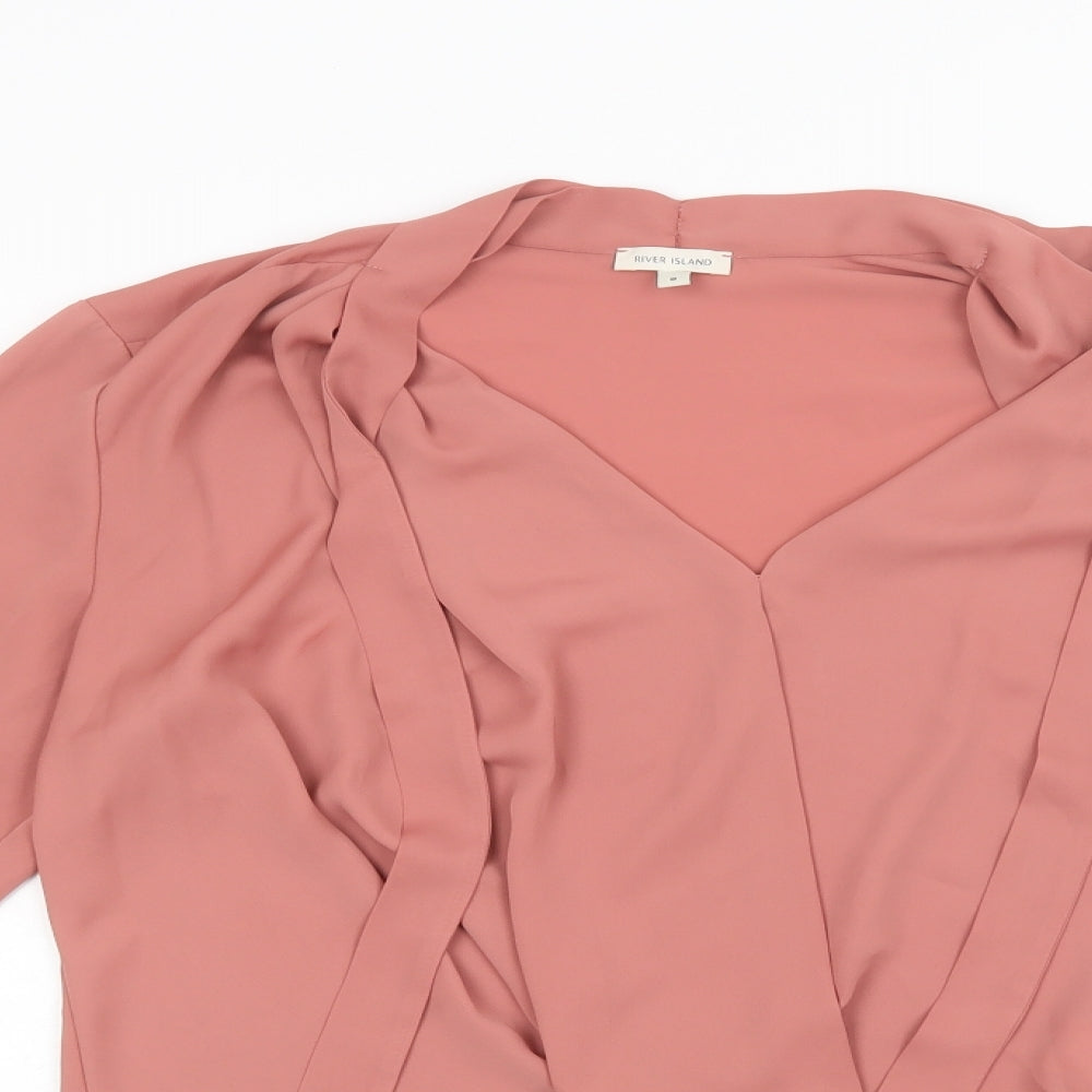 Womens UK Size 8 River Island Pink Basic Blouse
