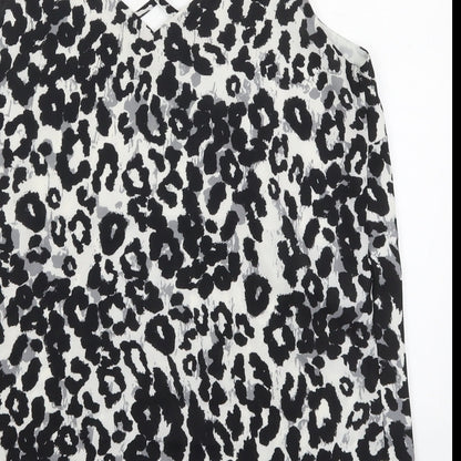 Dorothy Perkins Womens Black Animal Print Polyester Basic Tank Size 12 V-Neck