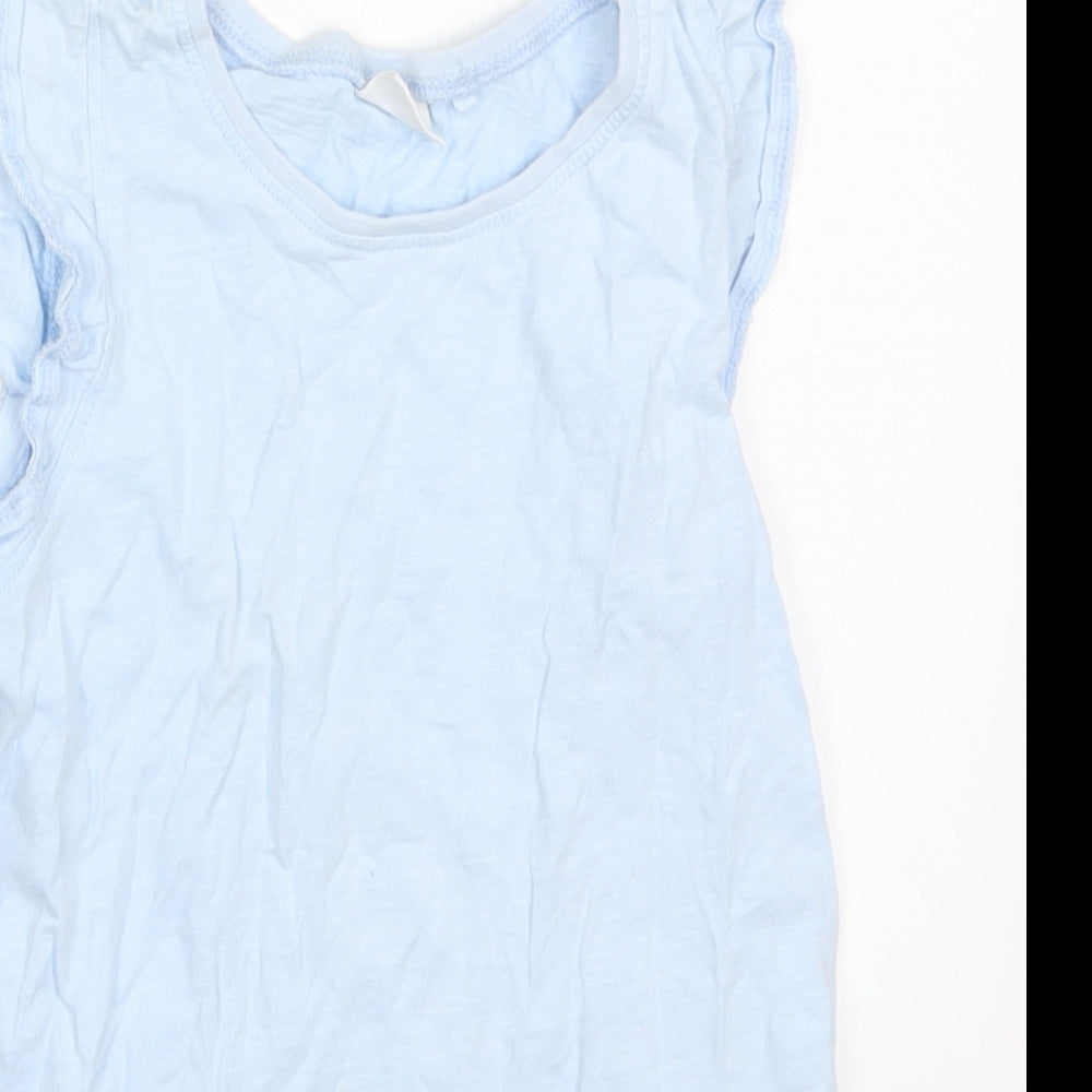NEXT Girls Blue  Cotton Basic Tank Size 6-7 Years Off the Shoulder Pullover