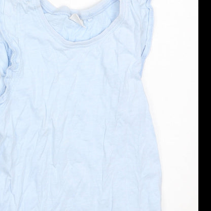 NEXT Girls Blue  Cotton Basic Tank Size 6-7 Years Off the Shoulder Pullover