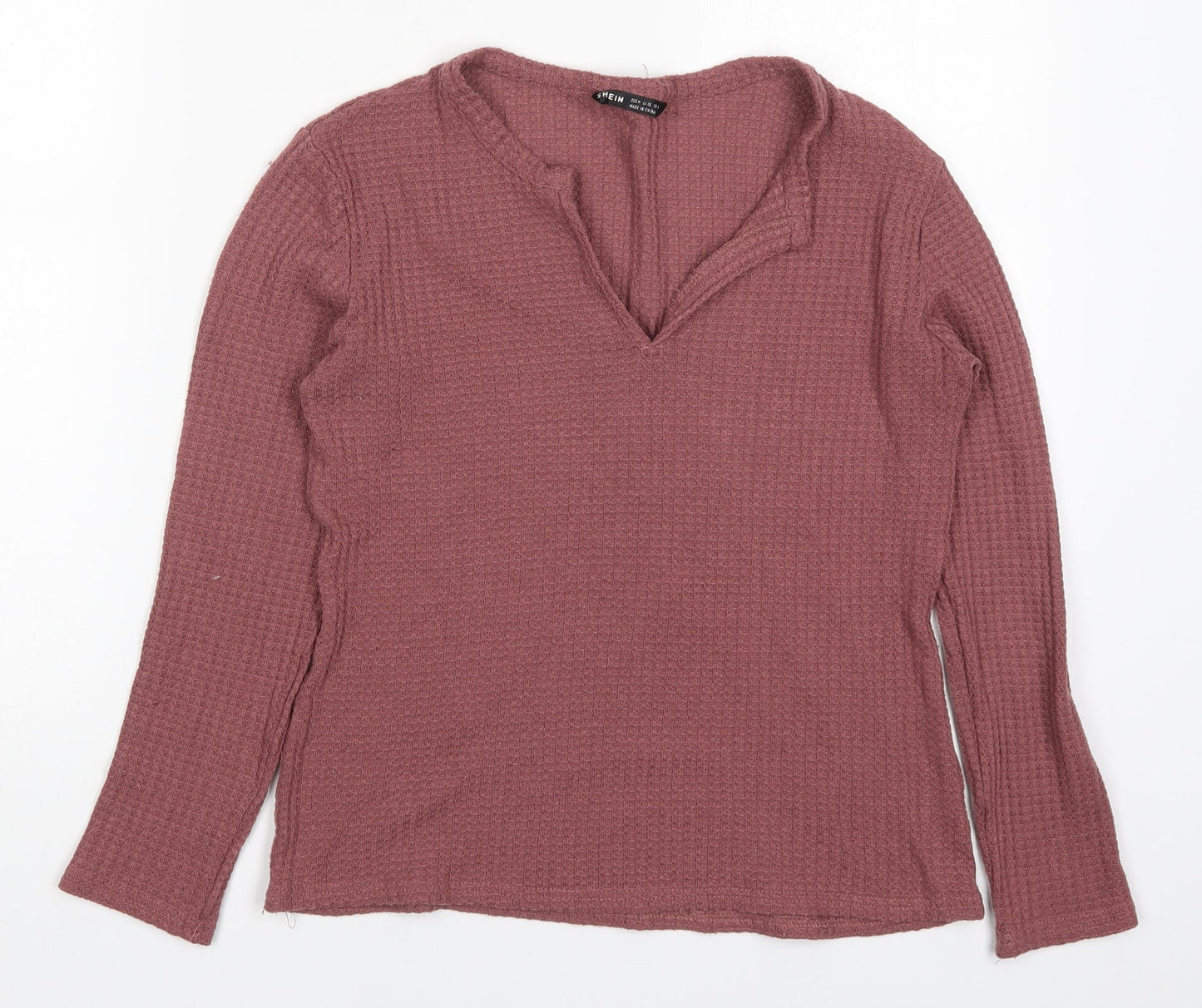 SheIn Womens Pink V-Neck  Polyester Pullover Jumper Size M