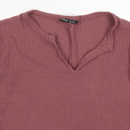 SheIn Womens Pink V-Neck  Polyester Pullover Jumper Size M