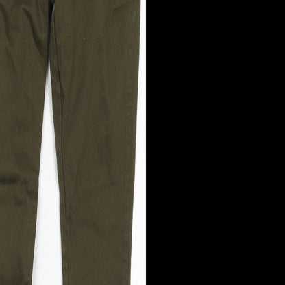 Dorothy Perkins Womens Green  Cotton Skinny Jeans Size 8 L29 in Regular Button