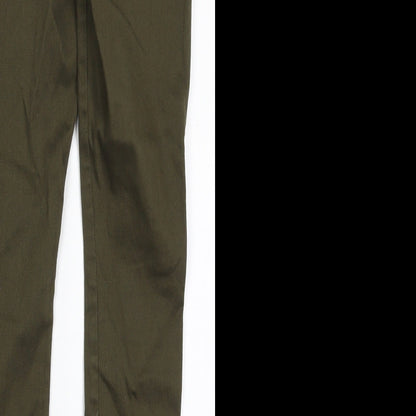 Dorothy Perkins Womens Green  Cotton Skinny Jeans Size 8 L29 in Regular Button