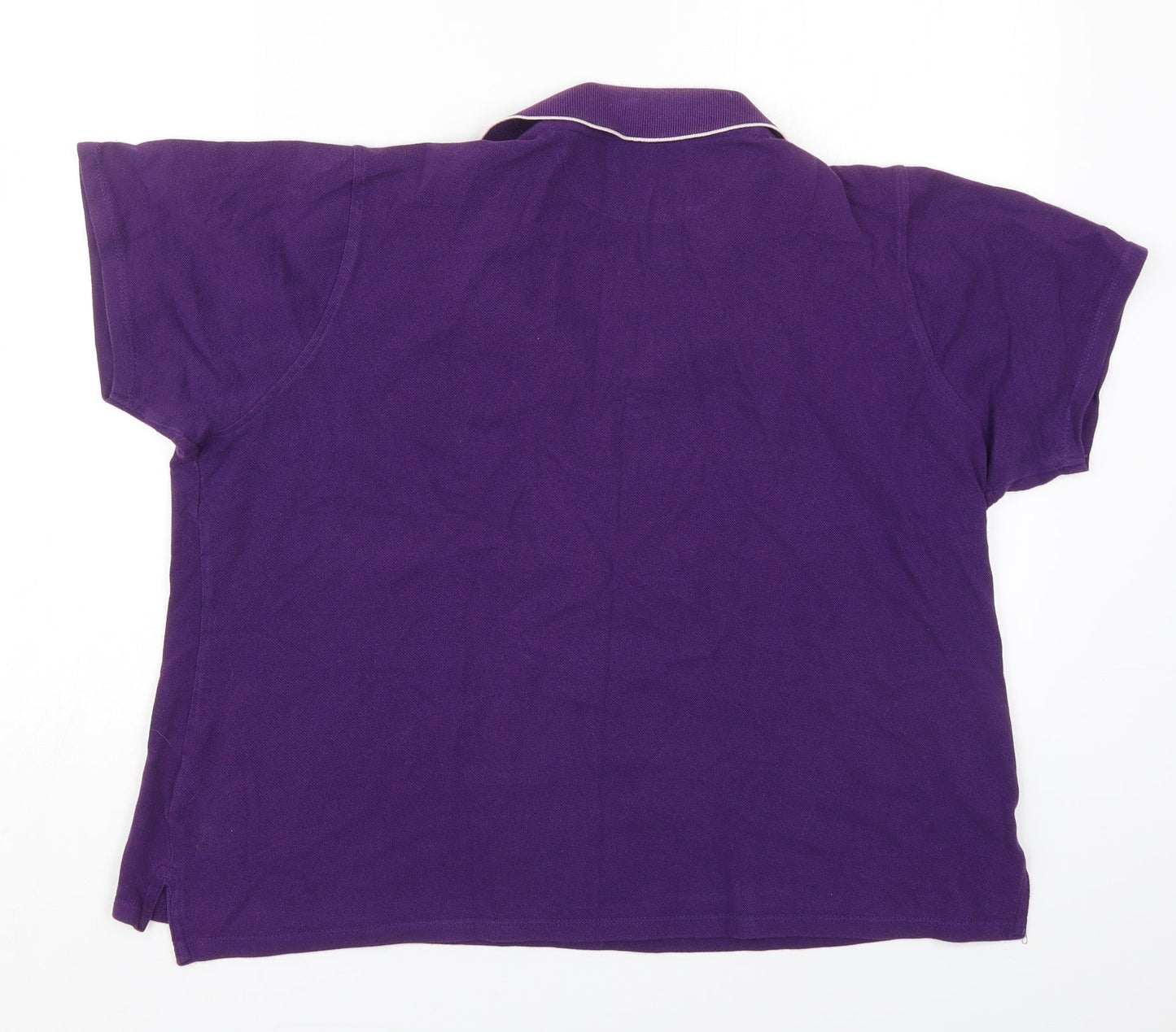 EWM Womens Purple  Cotton Cropped Polo Size XL Collared