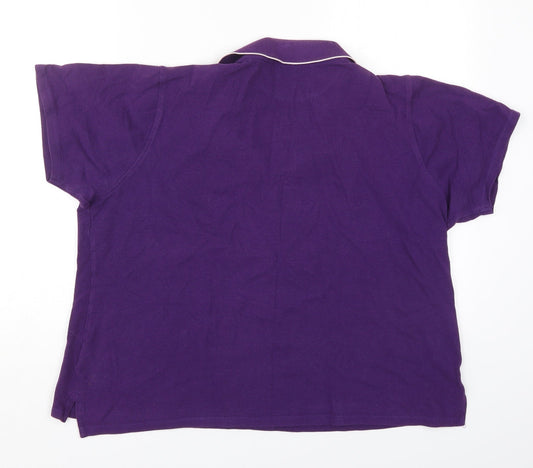 EWM Womens Purple  Cotton Cropped Polo Size XL Collared