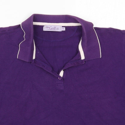 EWM Womens Purple  Cotton Cropped Polo Size XL Collared