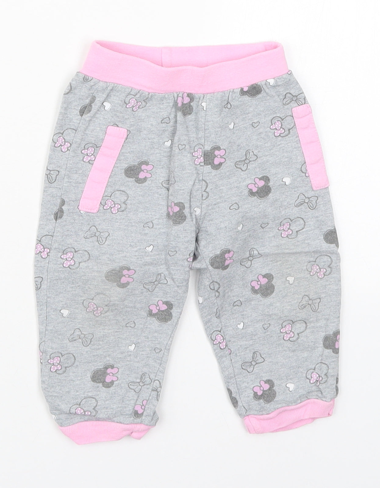 Costo Girls Grey Geometric Cotton Sweatpants Trousers Size 12 Months   - Minnie Mouse