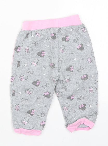 Costo Girls Grey Geometric Cotton Sweatpants Trousers Size 12 Months   - Minnie Mouse