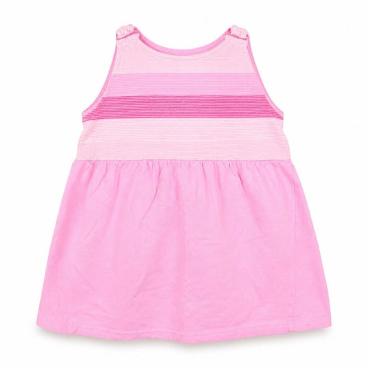 Ergee Girls Pink Striped Cotton A-Line  Size 6-9 Months  Round Neck Pullover