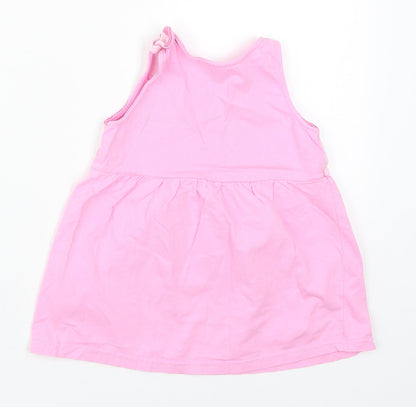 Ergee Girls Pink Striped Cotton A-Line  Size 6-9 Months  Round Neck Pullover