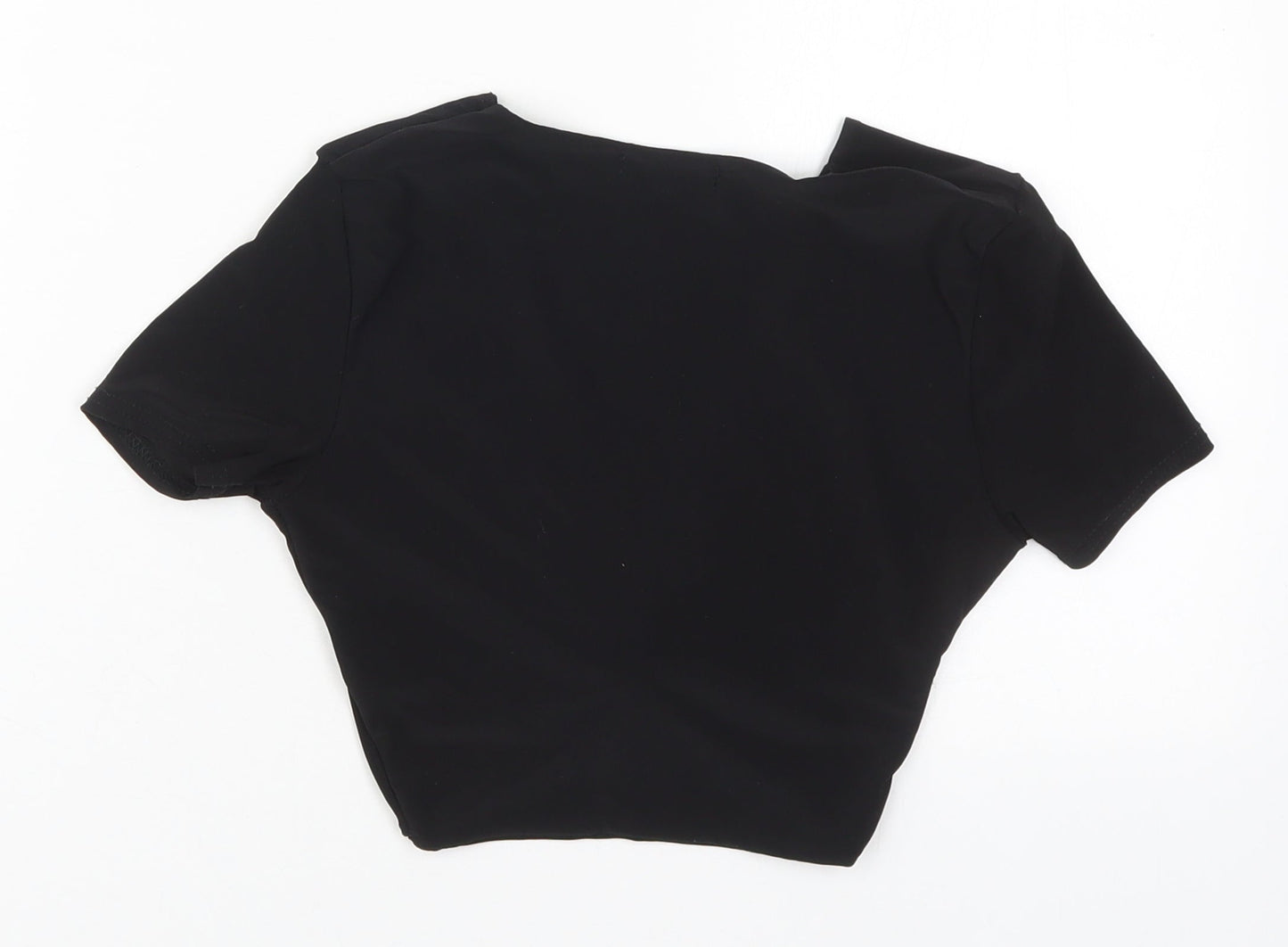 Womens UK Size 6 PRETTYLITTLETHING Black Cropped T-Shirt