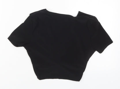 Womens UK Size 6 PRETTYLITTLETHING Black Cropped T-Shirt