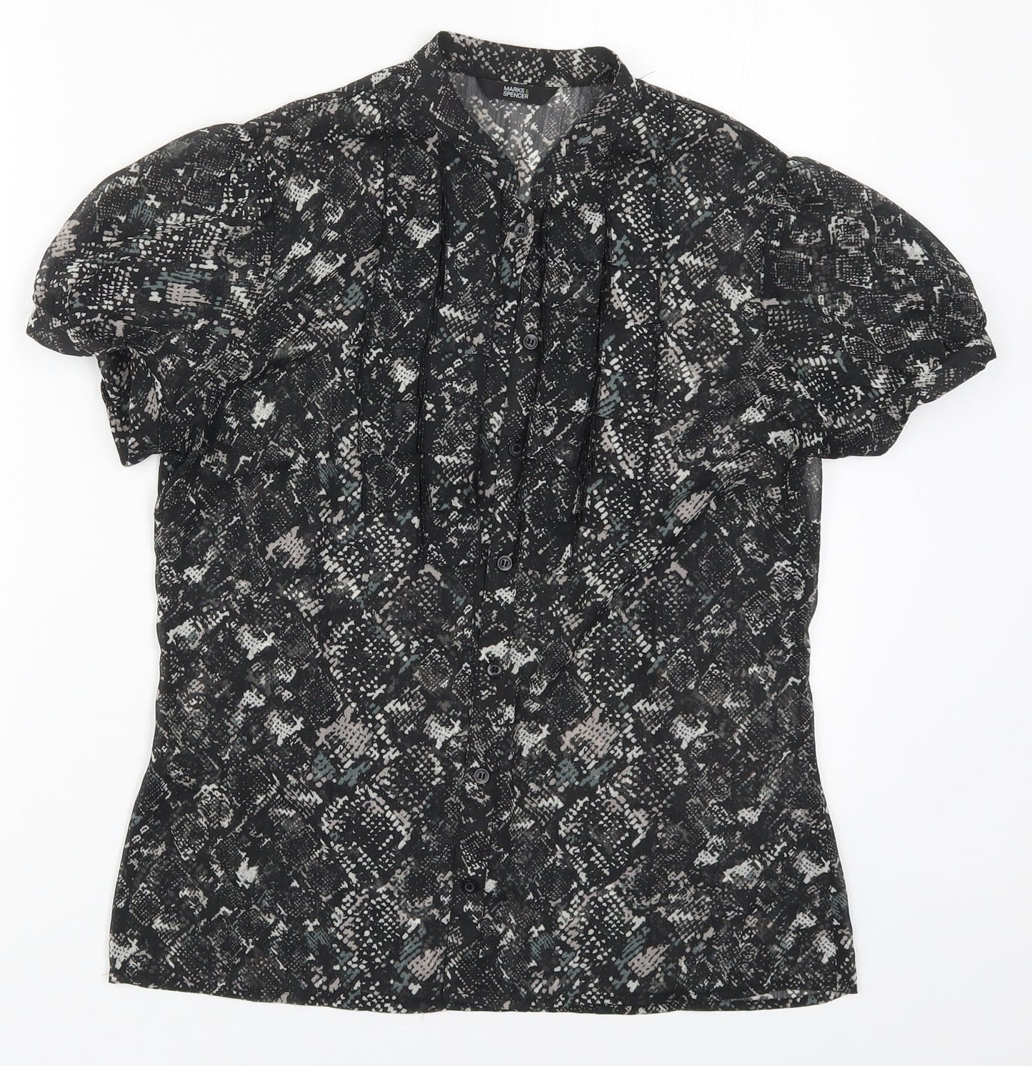 Womens UK Size 12 Marks and Spencer Black Basic Button-Up