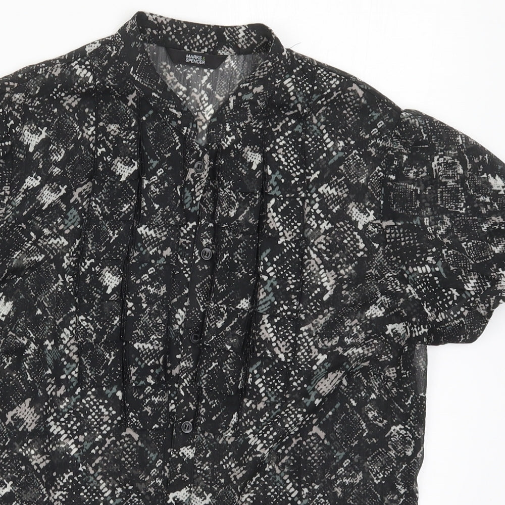 Womens UK Size 12 Marks and Spencer Black Basic Button-Up